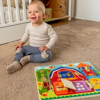 TOOKY TOY Tablica Manipulacyjna Zamki Obrazki Farma