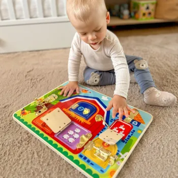 TOOKY TOY Tablica Manipulacyjna Zamki Obrazki Farma