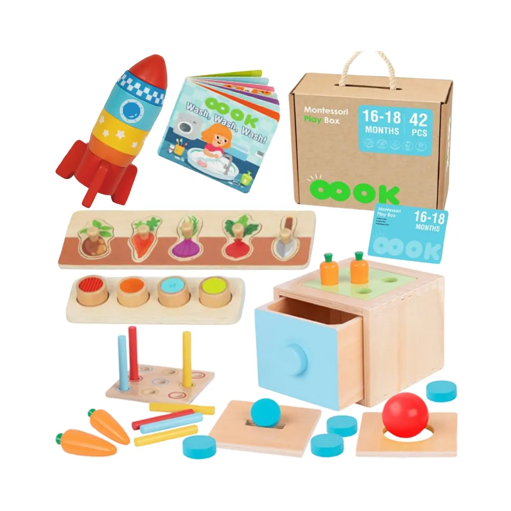TOOKY TOY Box Pudełko XXL Montessori Edukacyjne 7w1 Sensoryczne 16-18 Mies.