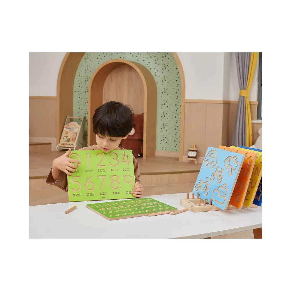 VIGA Drewniany Stojak na Tablice Kreślarskie Puzzle Pionowy Ogranizer