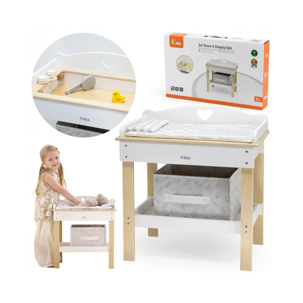 VIGA Drewniany Przewijak 2w1 Wanienka dla Lalek