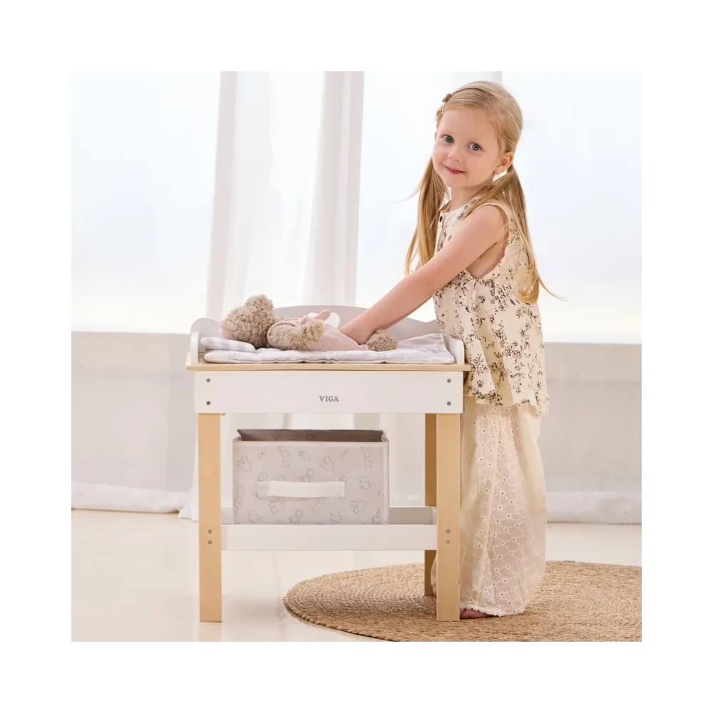 VIGA Drewniany Przewijak 2w1 Wanienka dla Lalek