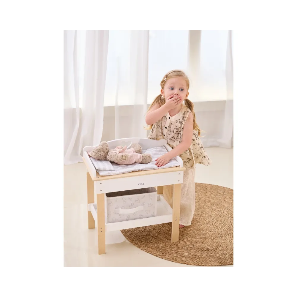 VIGA Drewniany Przewijak 2w1 Wanienka dla Lalek
