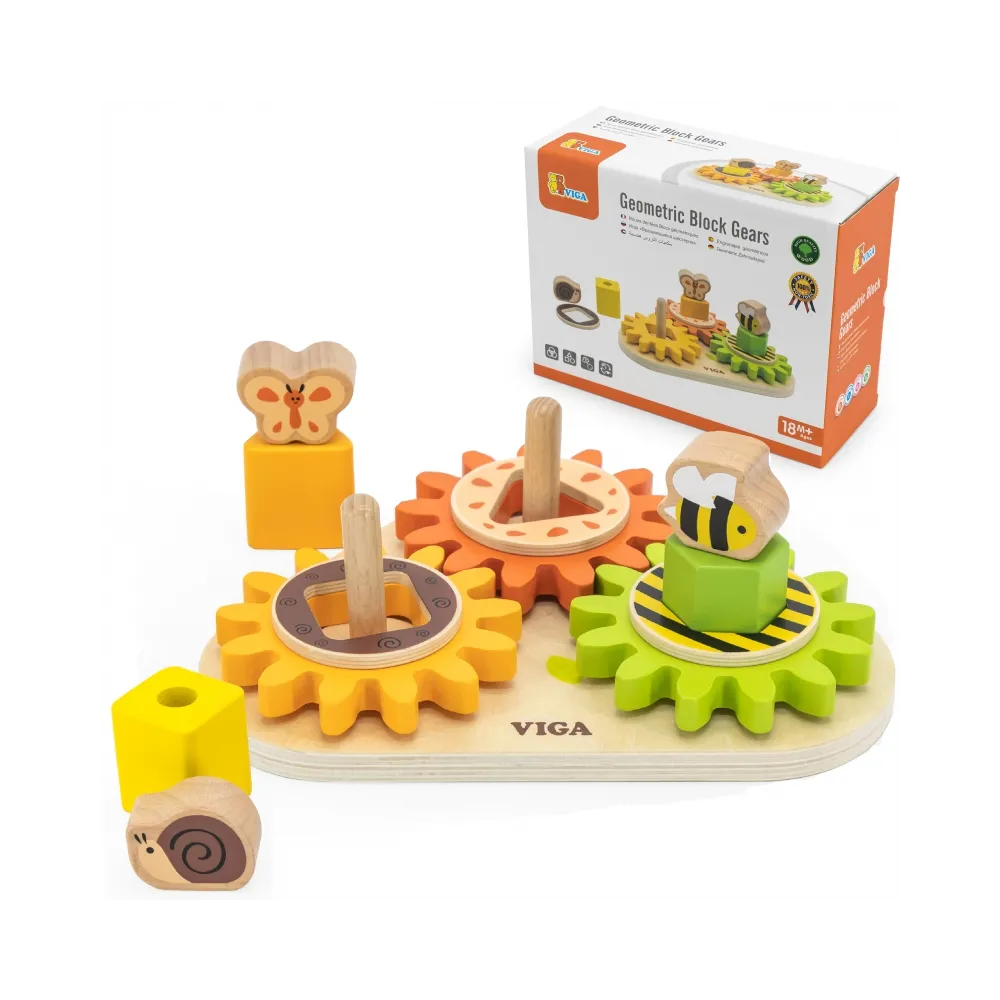 VIGA Drewniany Sorter Koła Zębate "Kształty i Mechanizmy"