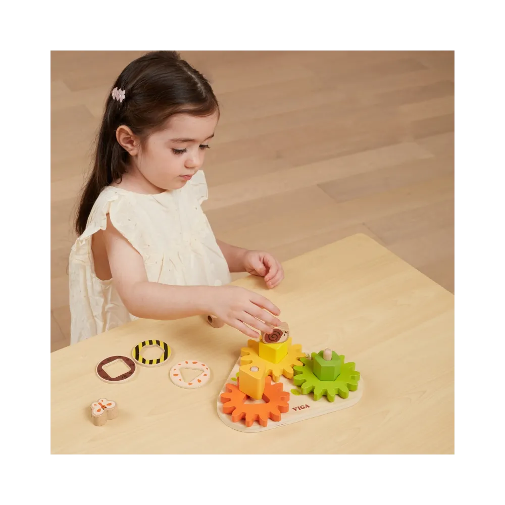 VIGA Drewniany Sorter Koła Zębate "Kształty i Mechanizmy"