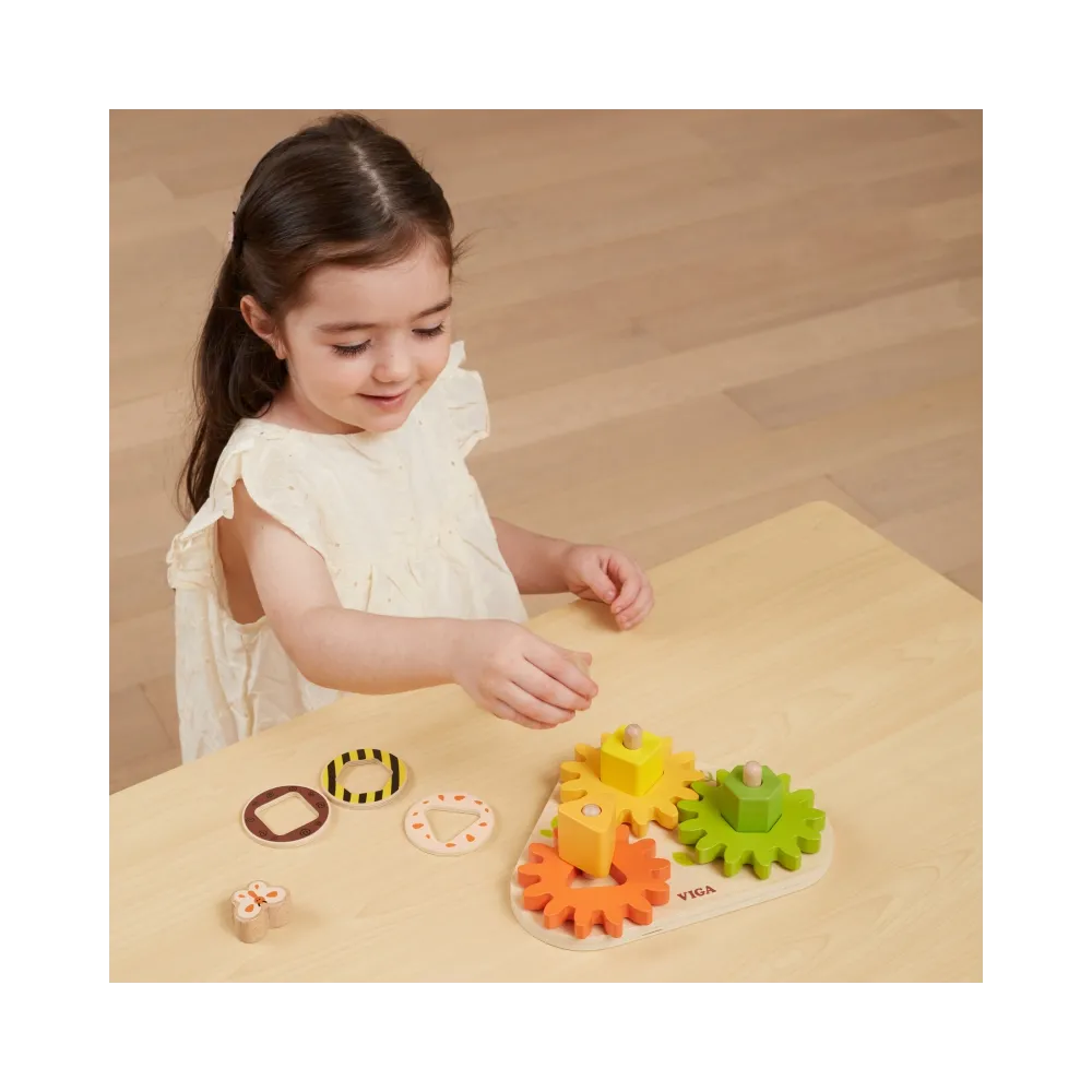 VIGA Drewniany Sorter Koła Zębate "Kształty i Mechanizmy"