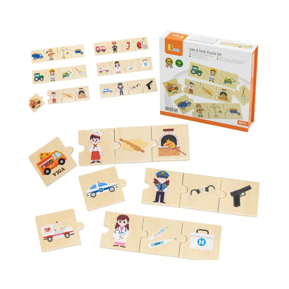 VIGA Zestaw Drewniana Układanka Puzzle Dopasuj Zawody z Narzędziami