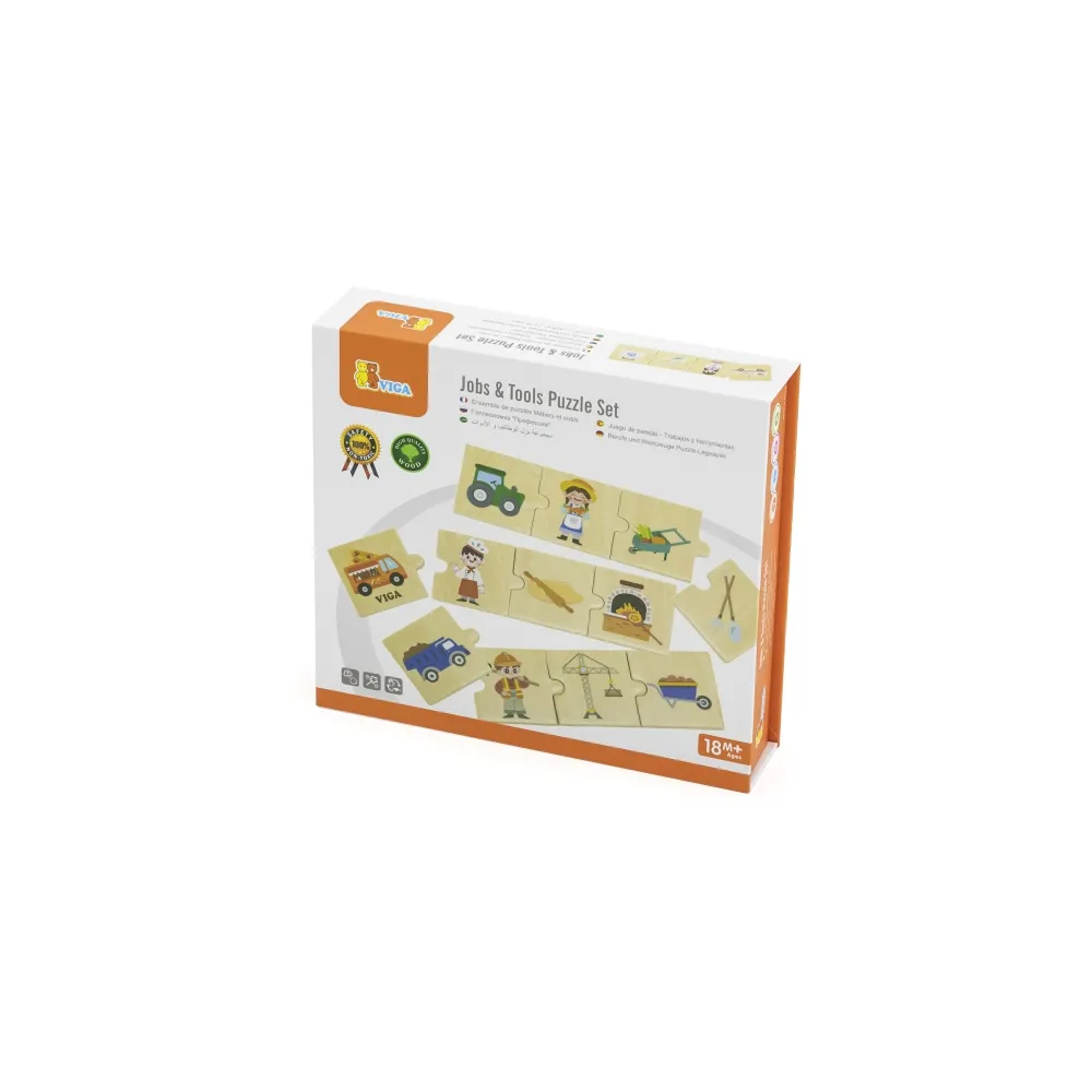 VIGA Zestaw Drewniana Układanka Puzzle Dopasuj Zawody z Narzędziami