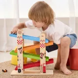 VIGA Drewniana Podwójna Zjeżdżalnia Dla Samochodzików Tor Wyścigowy