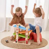 VIGA Drewniana Podwójna Zjeżdżalnia Dla Samochodzików Tor Wyścigowy