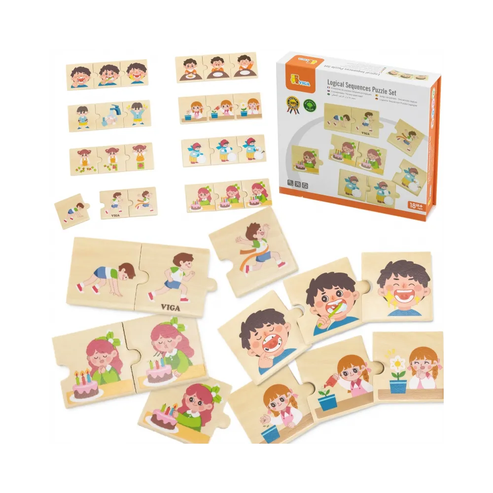 VIGA Drewniana Układanka Puzzle Dopasuj Czynności Dzieci