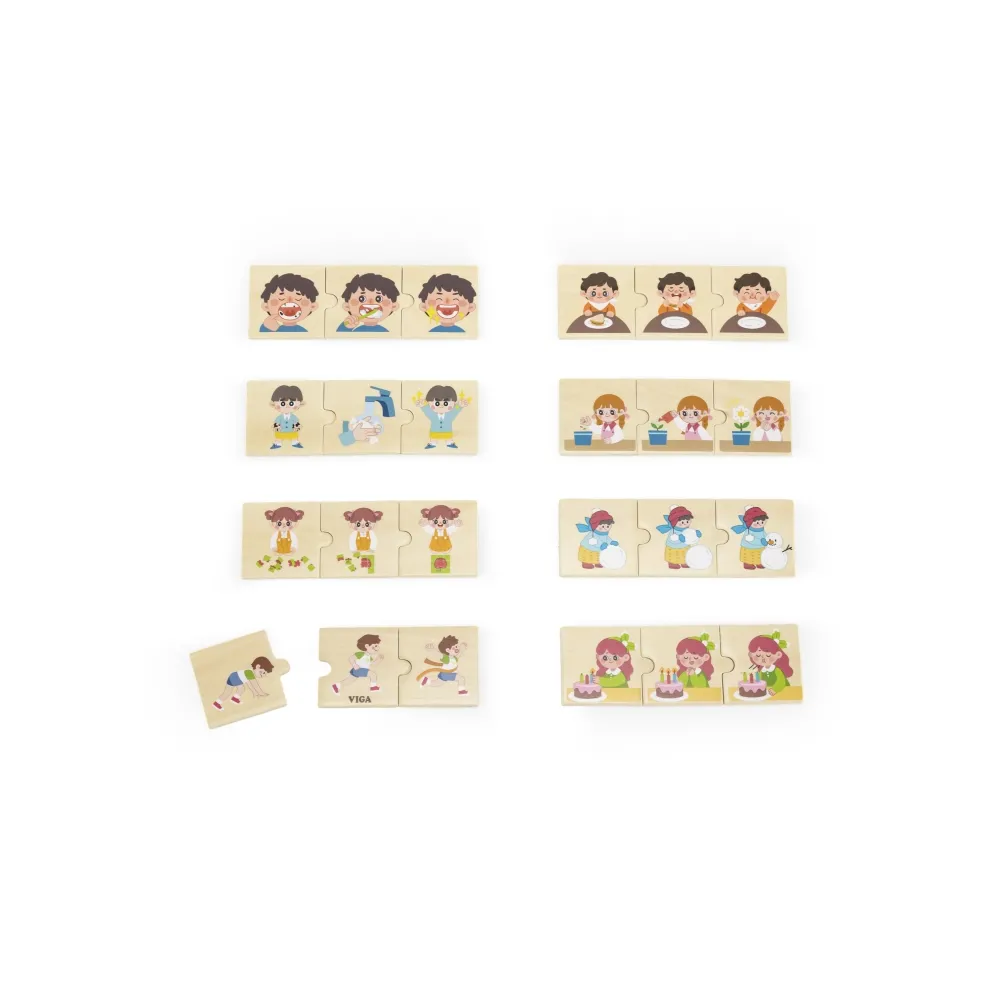VIGA Drewniana Układanka Puzzle Dopasuj Czynności Dzieci