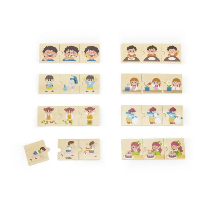 Puzzle edukacyjne z kolorowymi ilustracjami czynności