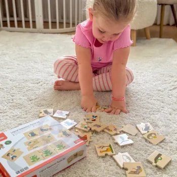 VIGA Drewniana Układanka Puzzle Dopasuj Czynności Zwierząt