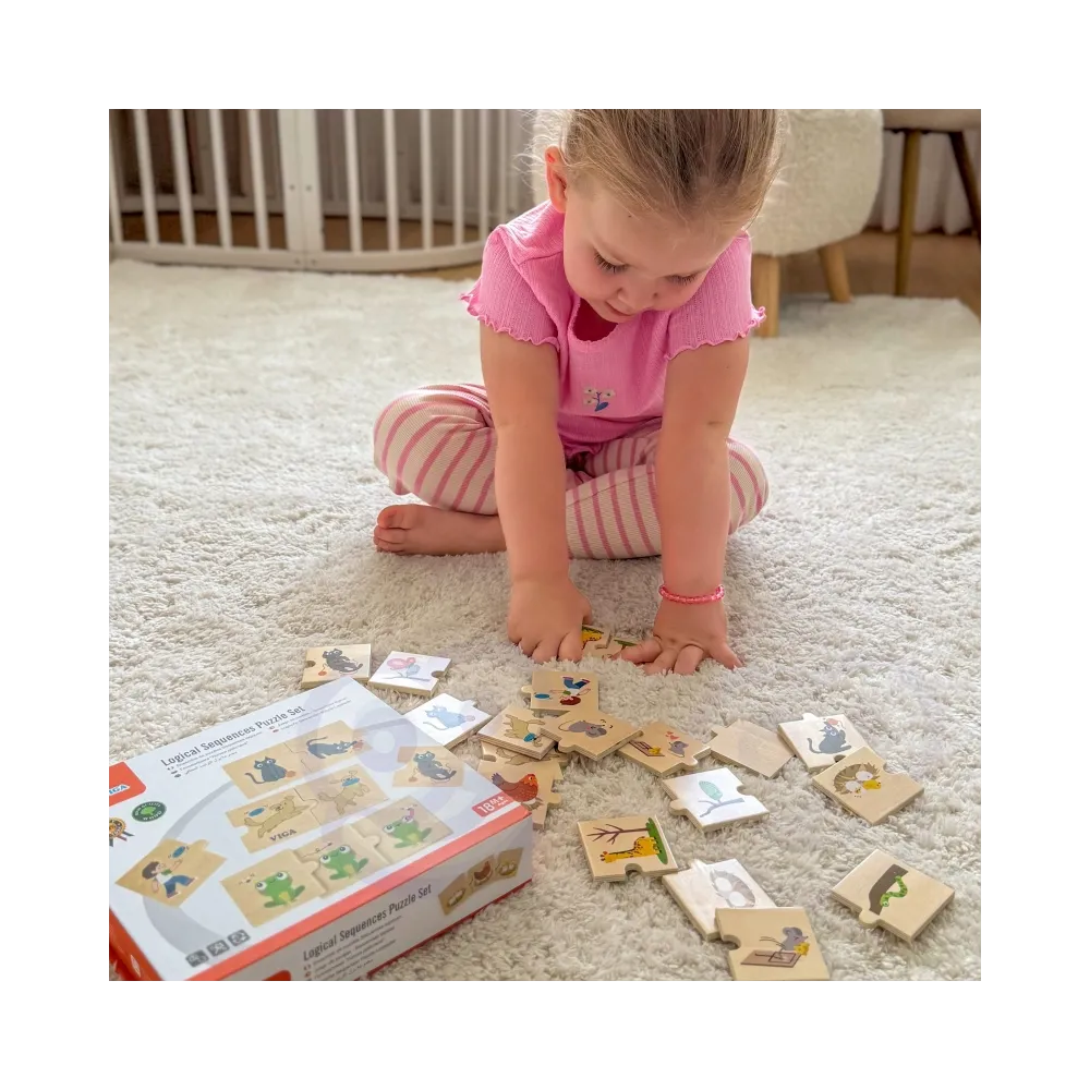 VIGA Drewniana Układanka Puzzle Dopasuj Czynności Zwierząt