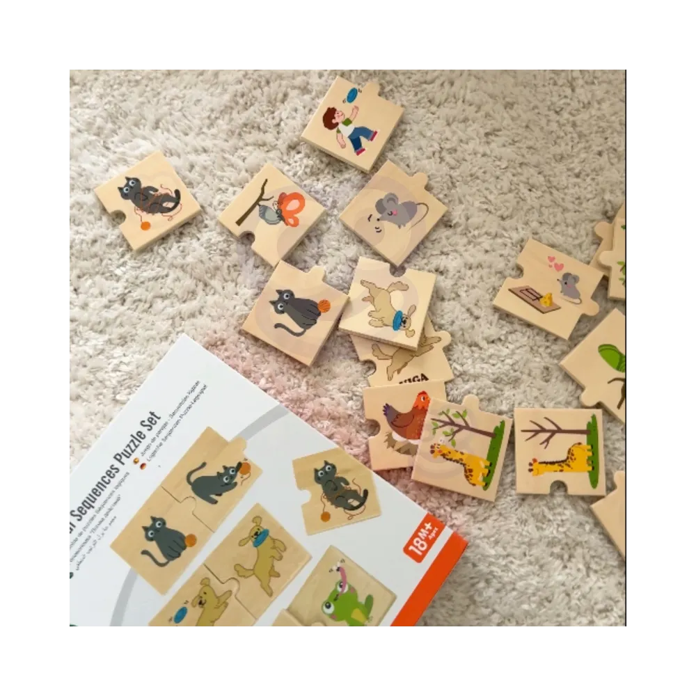 VIGA Drewniana Układanka Puzzle Dopasuj Czynności Zwierząt