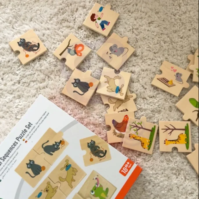 Bezpieczna układanka z drewna bukowego dla dzieci