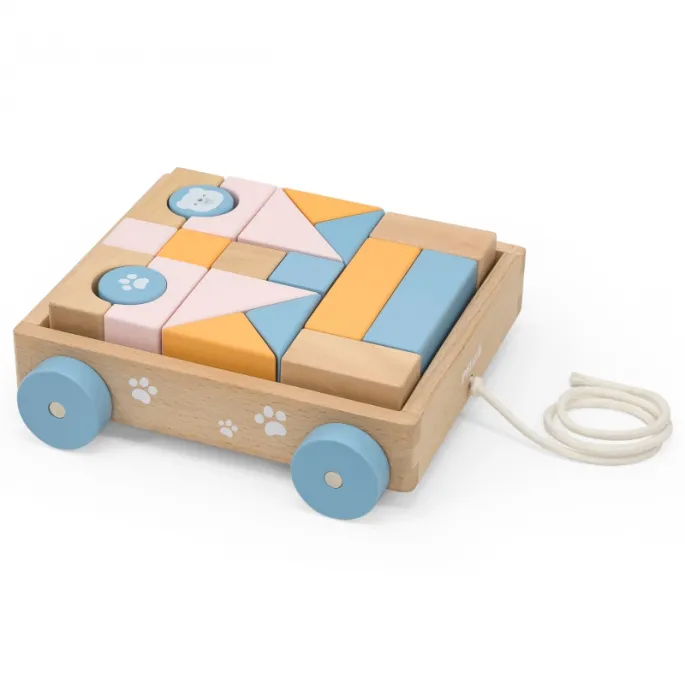 Zestaw wózka i klocków rozwijających kreatywność dziecka