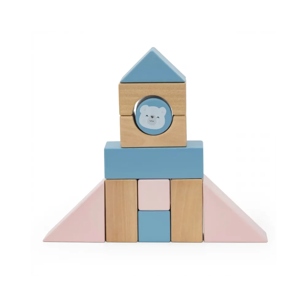 VIGA PolarB Drewniany Wózek do Ciągnięcia + Klocki 21 el.