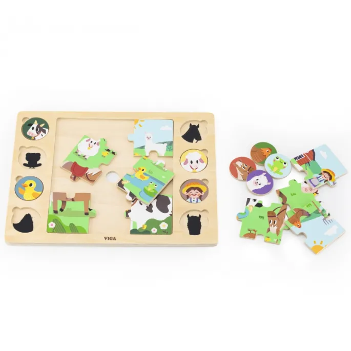 Kolorowe puzzle do nauki i zabawy na farmie.