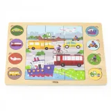 VIGA Drewniane Puzzle Odgadnij po Cieniu - Środki Transportu Układanka 17 el.