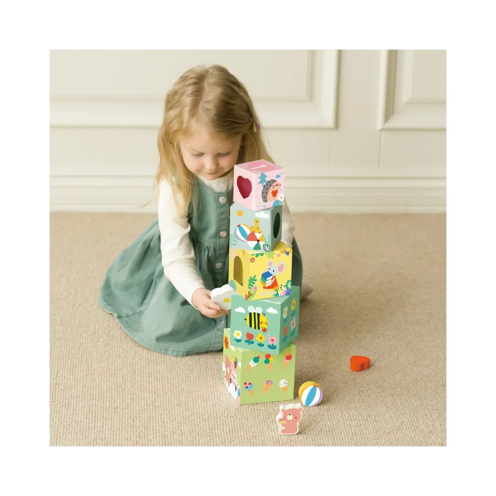 CLASSIC WORLD Układanka Kostki Box Leśna Piramidka 10 el. FSC