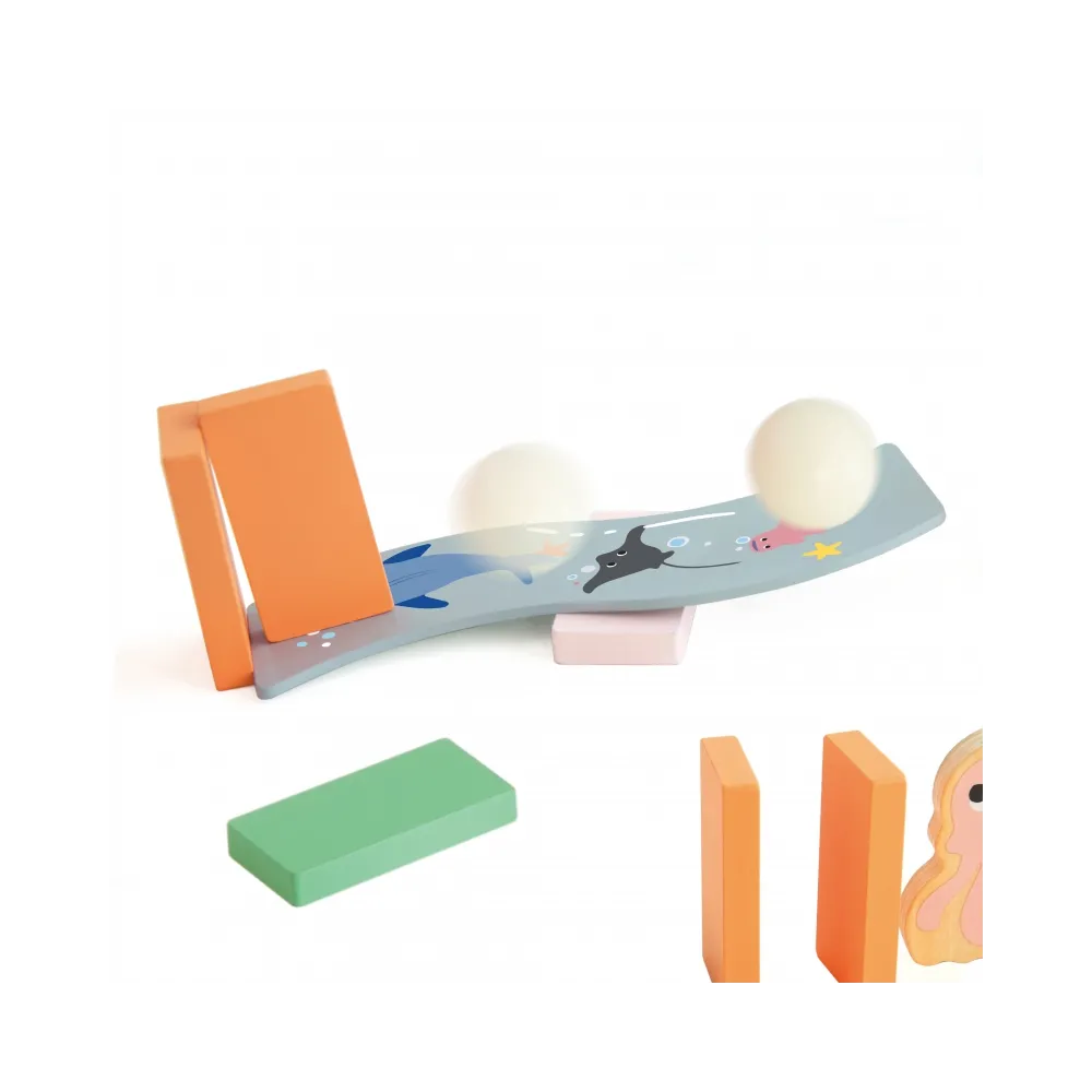 CLASSIC WORLD Drewniane Domino Tor Logiczny Przeszkód Układanka Montessori 100 el.