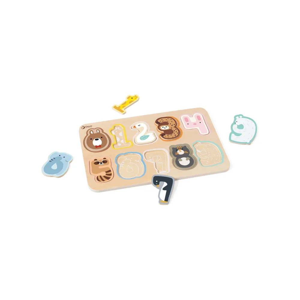 CLASSIC WORLD Drewniane Puzzle Numeryczne Cyferki Montessori 11 el.