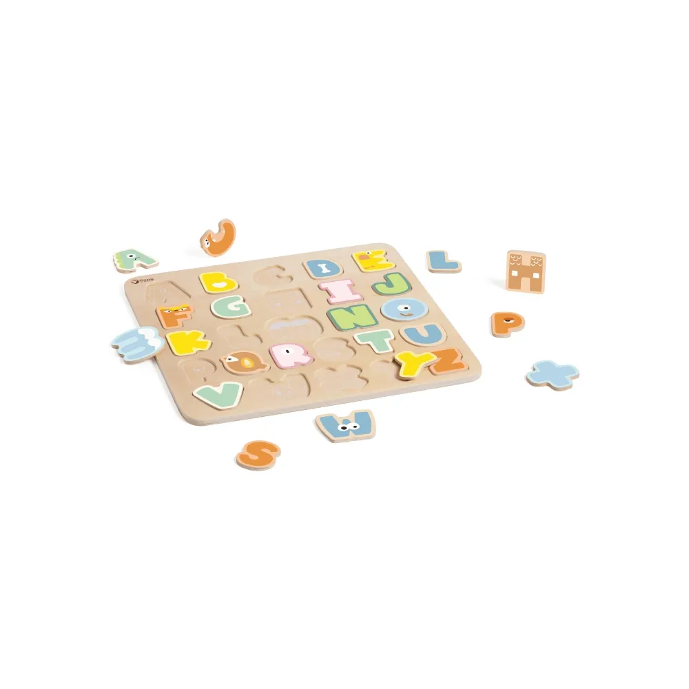 CLASSIC WORLD Drewniane Puzzle Montessori Układanka Nauka Alfabetu Liter Słów 27 el.