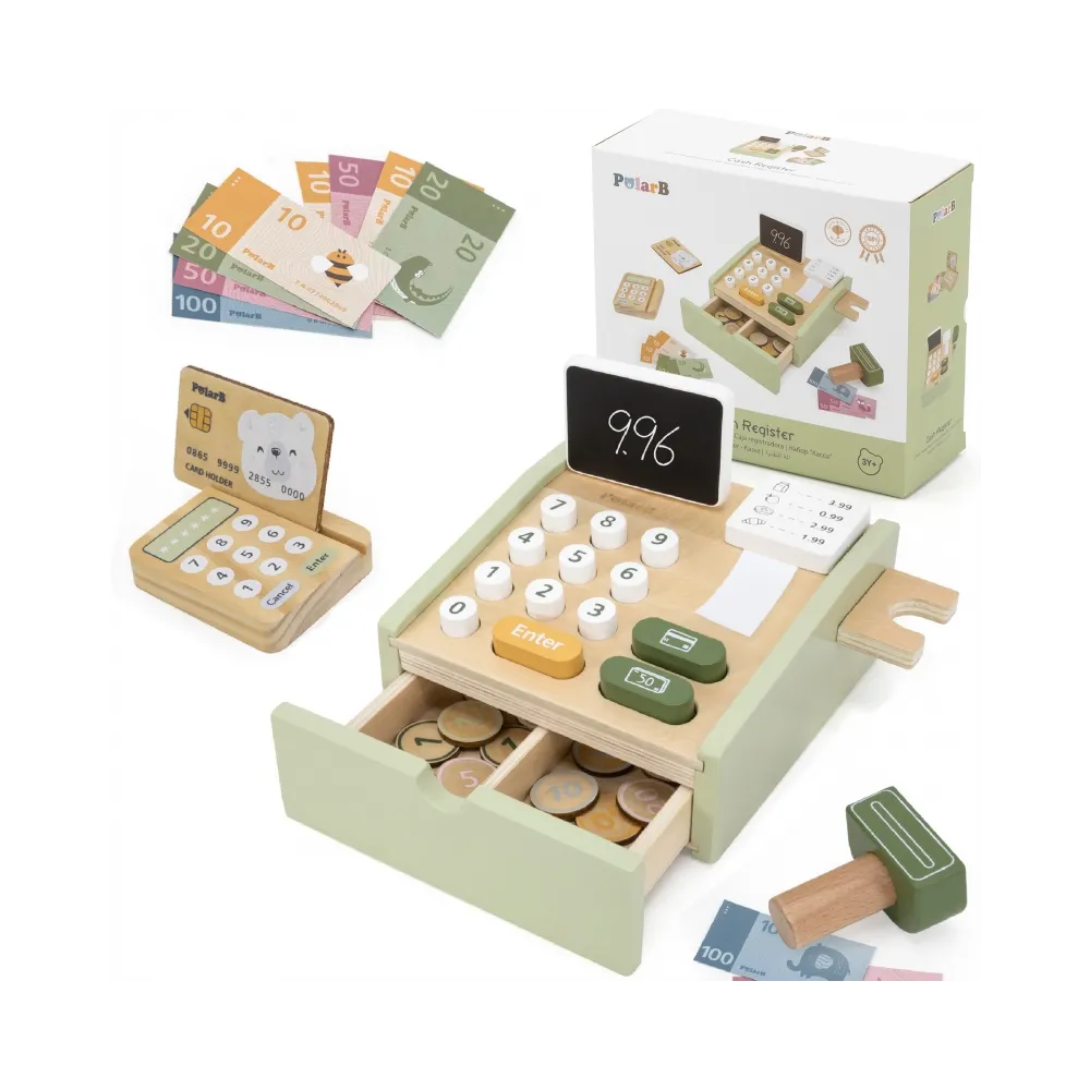 VIGA PolarB Drewniana Kasa Sklepowa Zielona