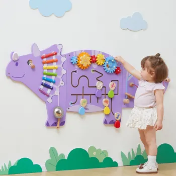 VIGA Drewniana Tablica Sensoryczna-Manipulacyjna EDU Triceratops