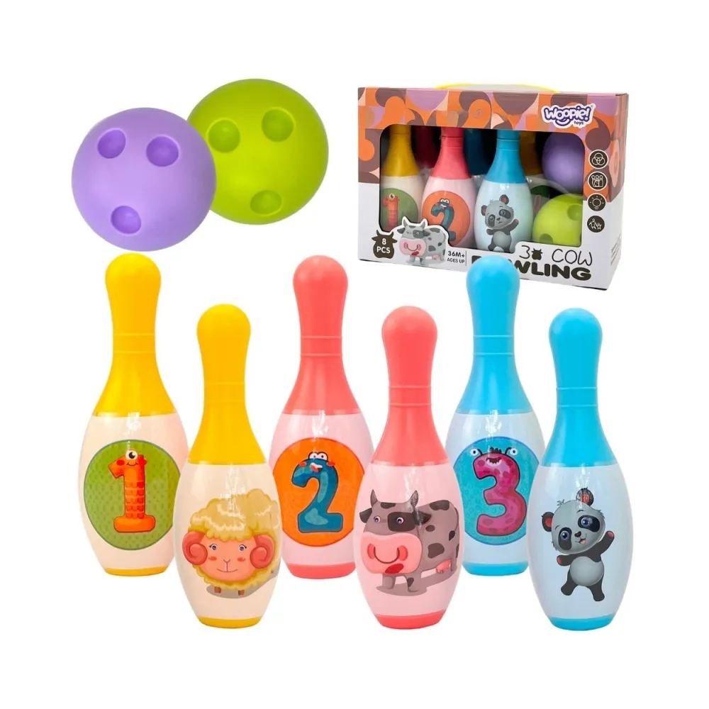 WOOPIE Kręgle dla Dzieci Zwierzaki i Cyferki 8 el.