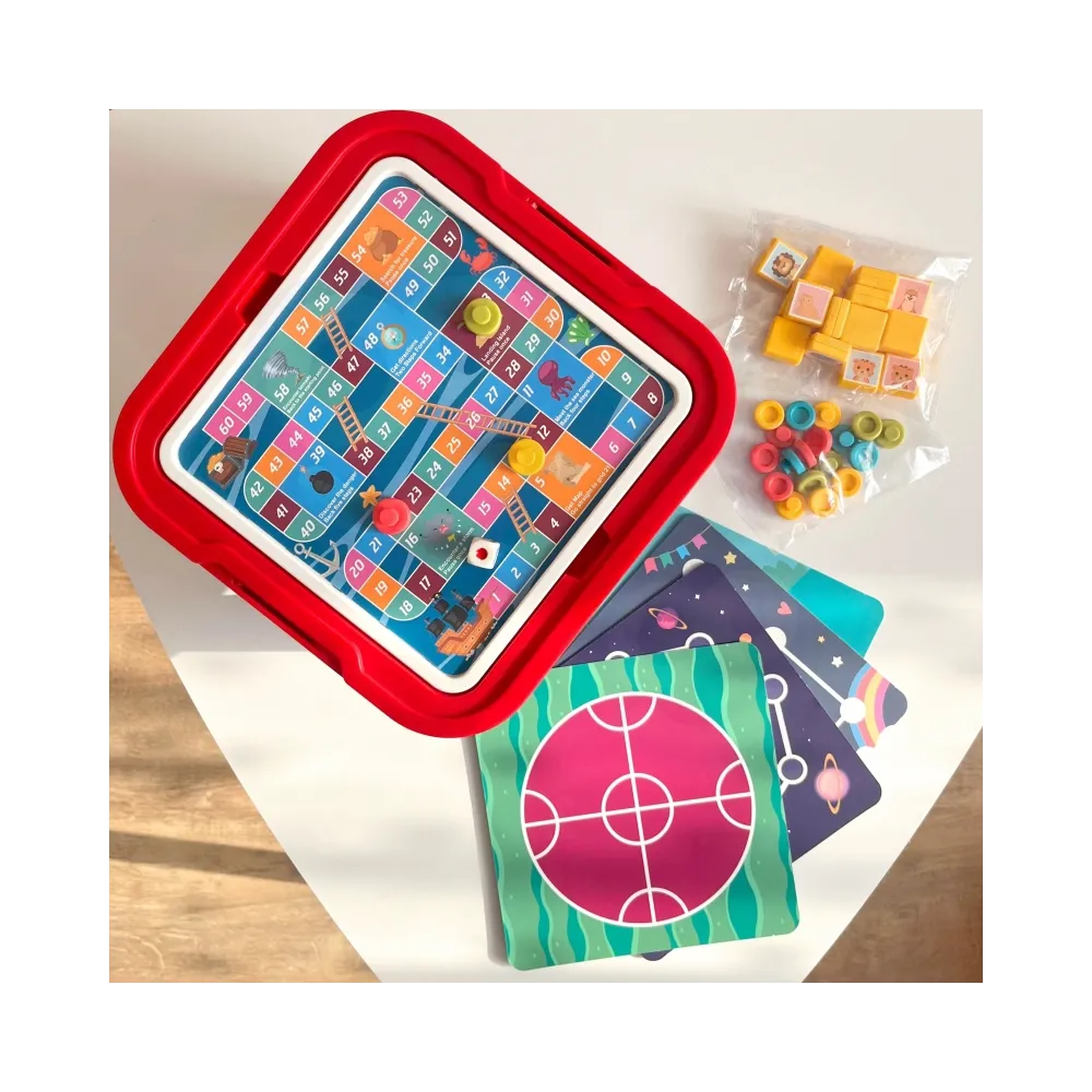 WOOPIE Stolik Gier Planszowych Logicznych 65 el. Zestaw 11w1