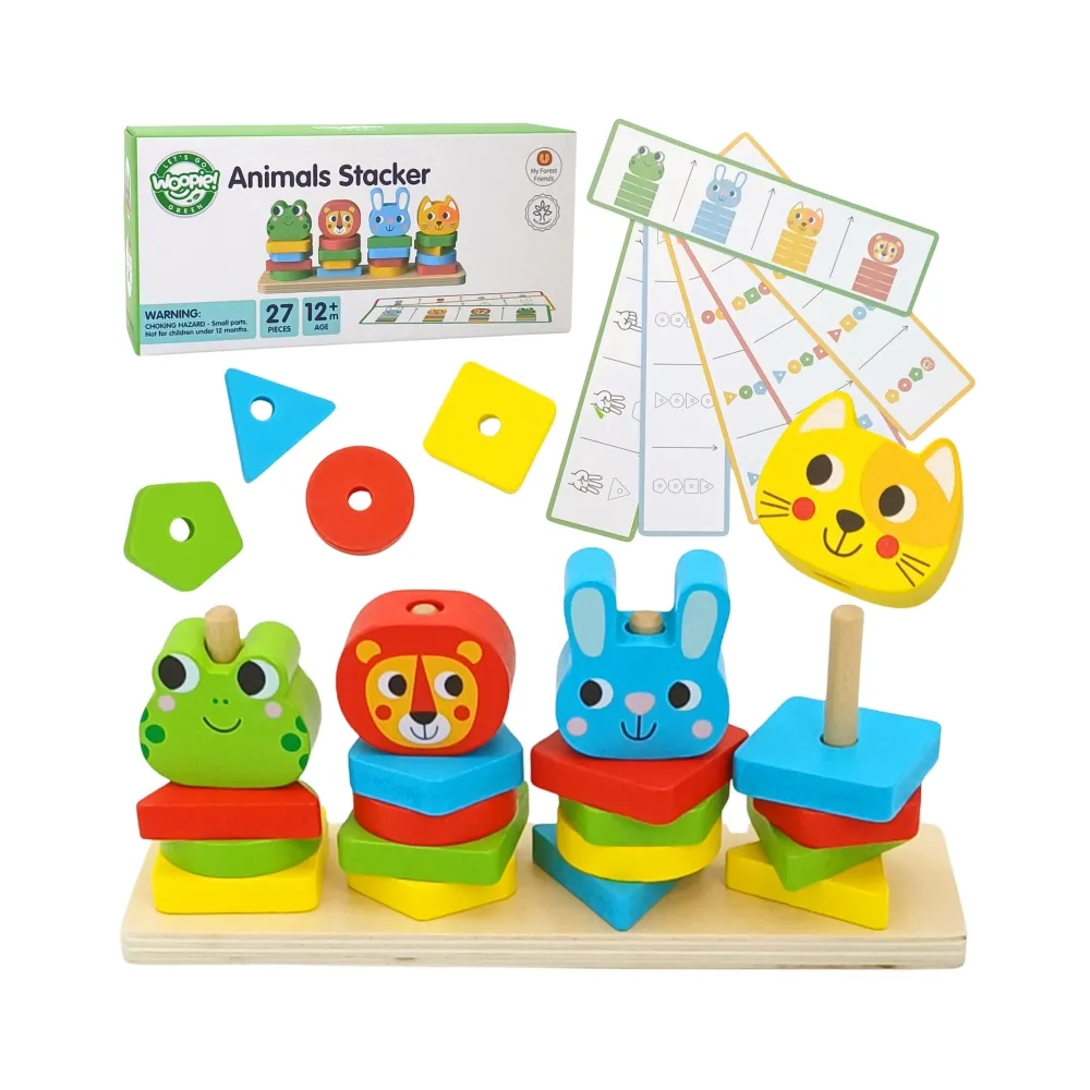 WOOPIE GREEN Układanka Montessori Piramidka Zwierzątka 27 el. FSC