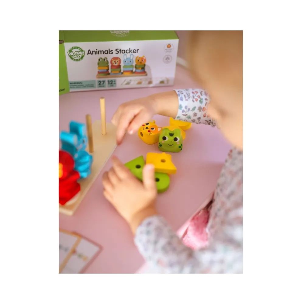 WOOPIE GREEN Układanka Montessori Piramidka Zwierzątka 27 el. FSC