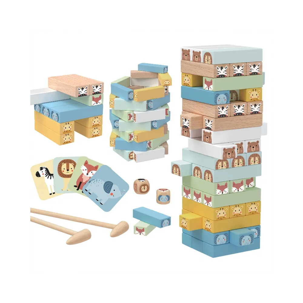 WOOPIE GREEN Gra Zręcznościowa "Chwiejąca Wieża" Zwierzęta 82 el. FSC