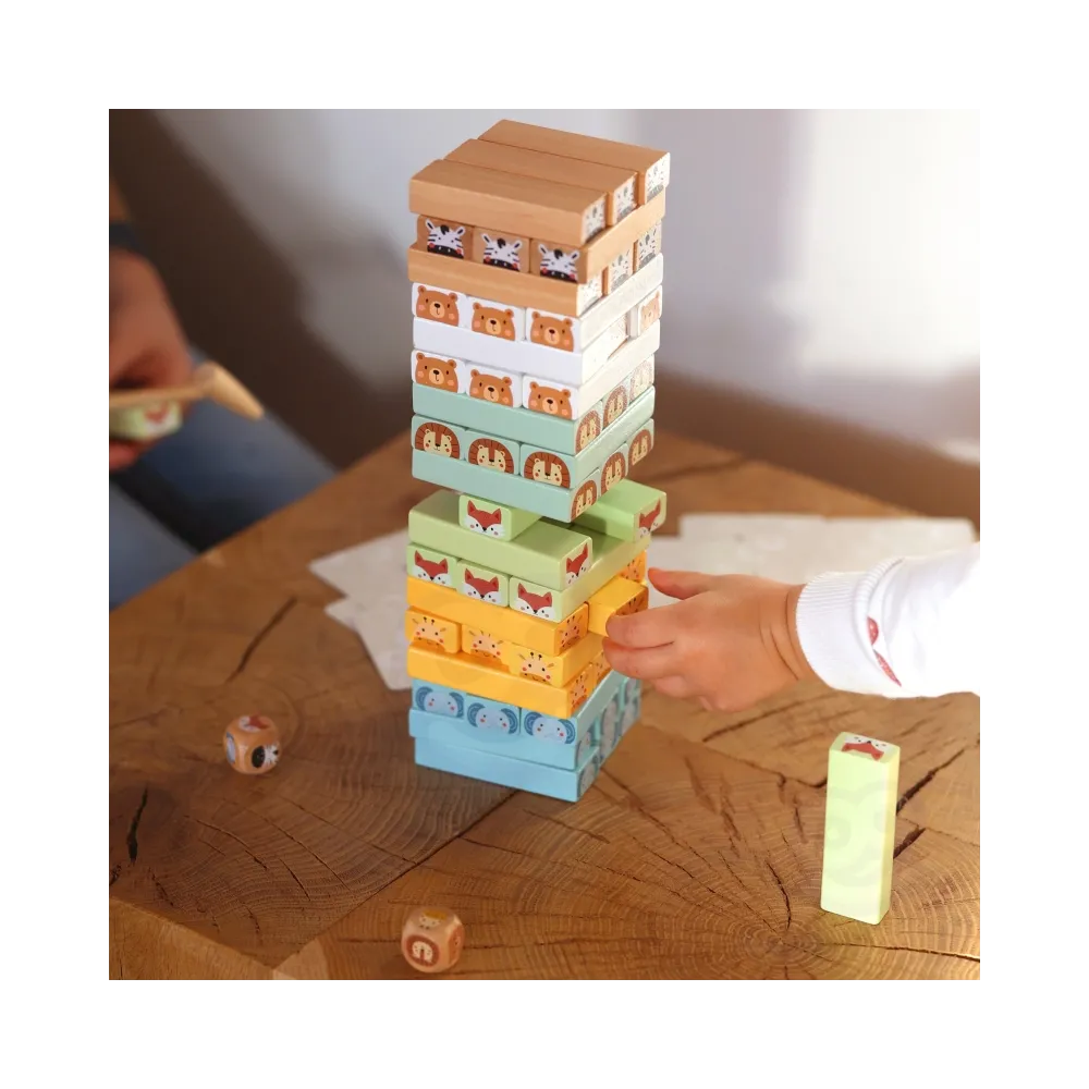 WOOPIE GREEN Gra Zręcznościowa "Chwiejąca Wieża" Zwierzęta 82 el. FSC