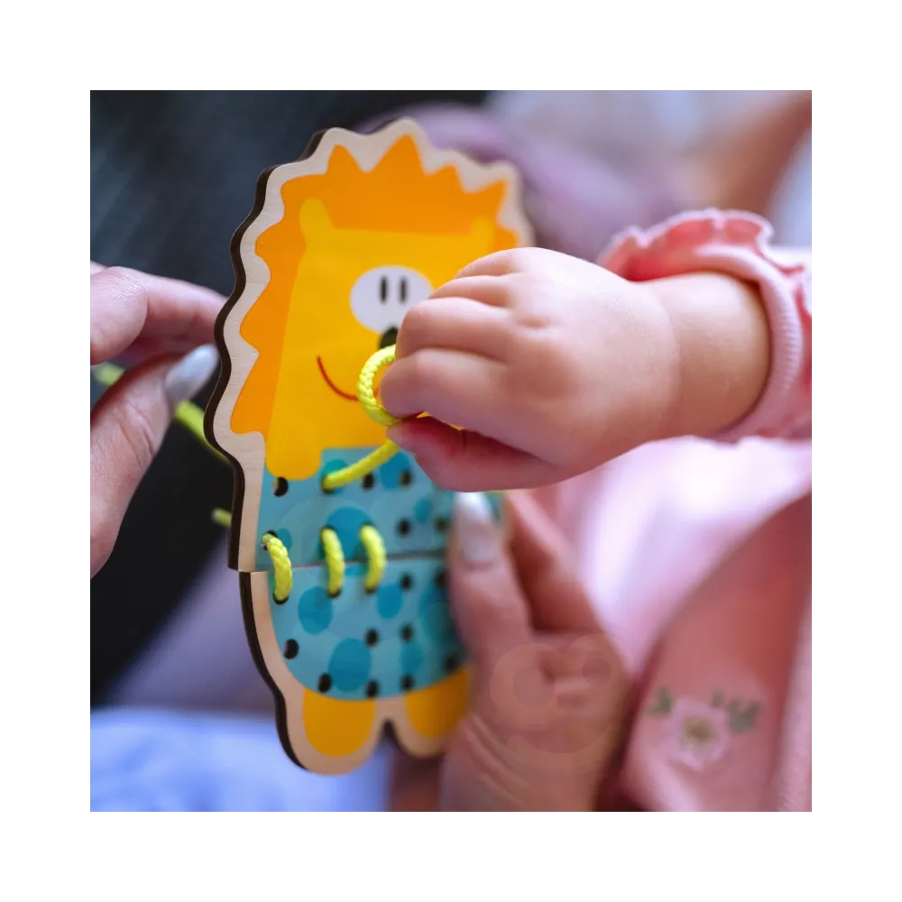 WOOPIE GREEN Drewniana Sznurowanka 5w1 Zwierzątka do Nawlekania