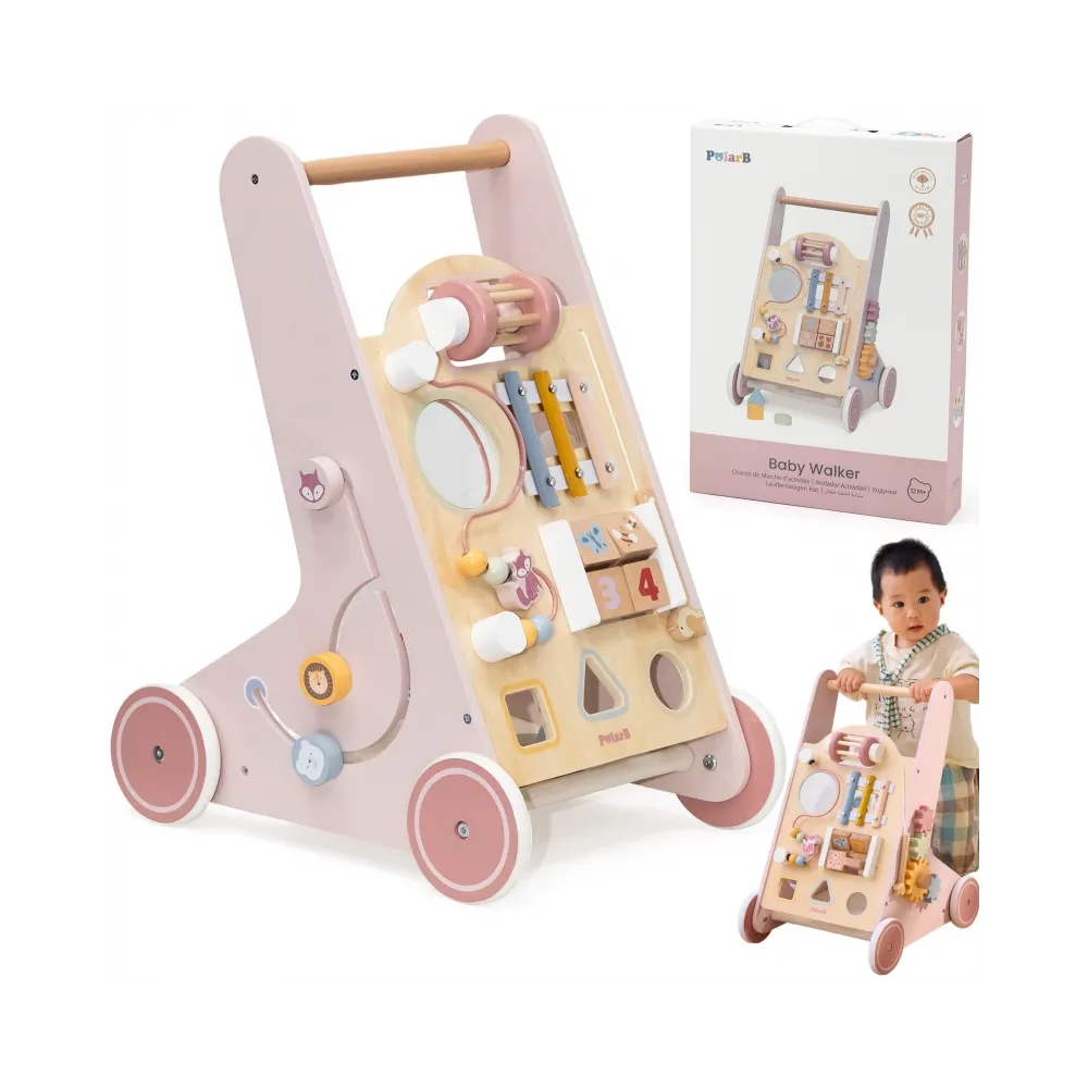VIGA PolarB Drewniany Pchacz Chodzik Różowy Edukacyjny