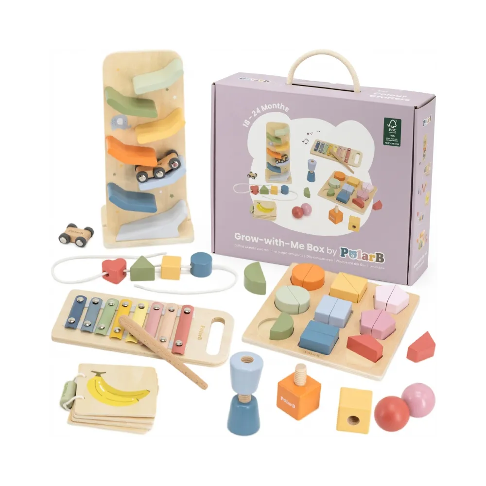 Zestaw drewnianych zabawek edukacyjnych VIGA dla dzieci 18-24 miesiące