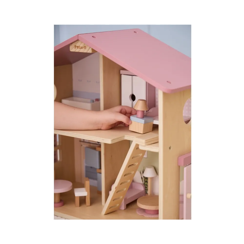 VIGA PolarB Duży Drewniany Domek dla Lalek 17 el.