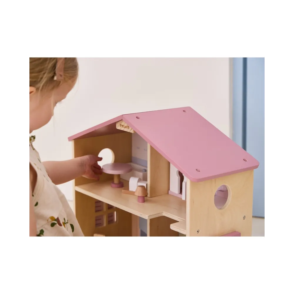 VIGA PolarB Duży Drewniany Domek dla Lalek 17 el.