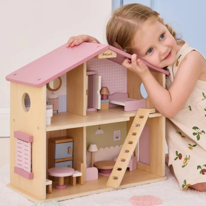 Umeblowany domek dla lalek z akcesoriami dla dzieci
