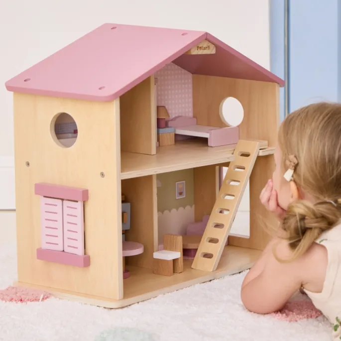Domek dla lalek z naturalnych materiałów, doskonały prezent