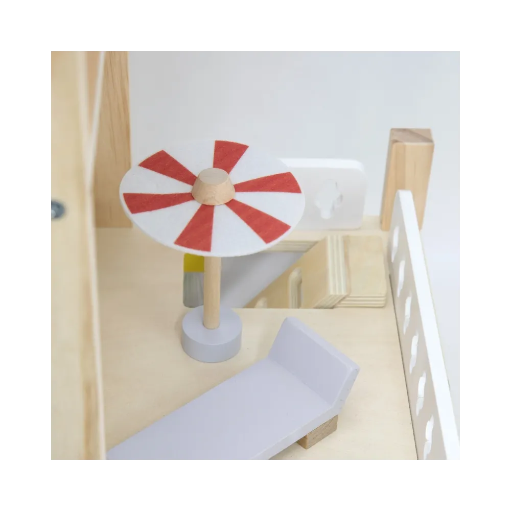 VIGA Zestaw Drewniany Domek dla Lalek z Laleczkami i Akcesoriami