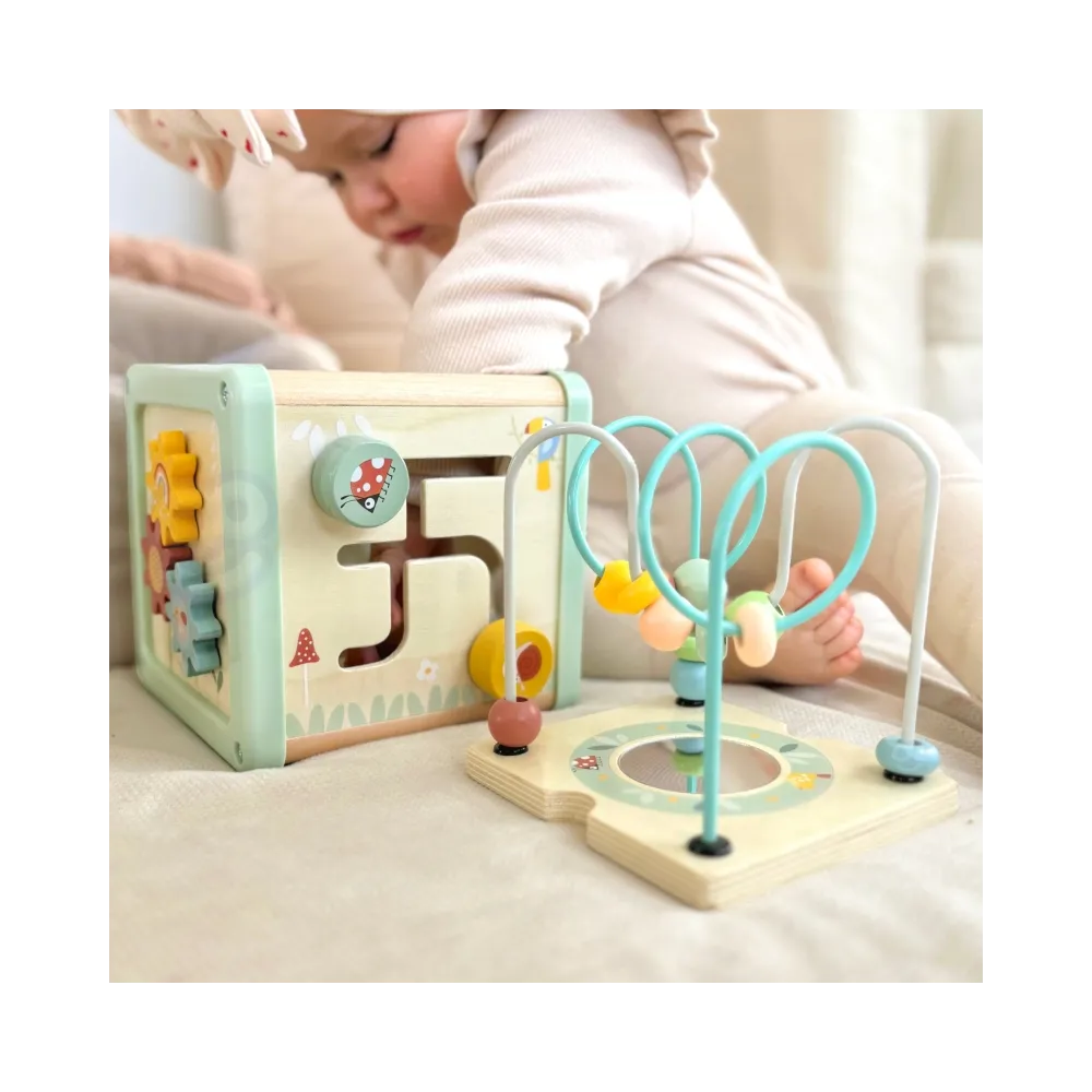 WOOPIE GREEN Drewniana Kostka Aktywności Multifunkcyjna Edukacyjna Sorter