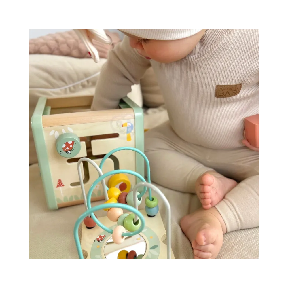 WOOPIE GREEN Drewniana Kostka Aktywności Multifunkcyjna Edukacyjna Sorter