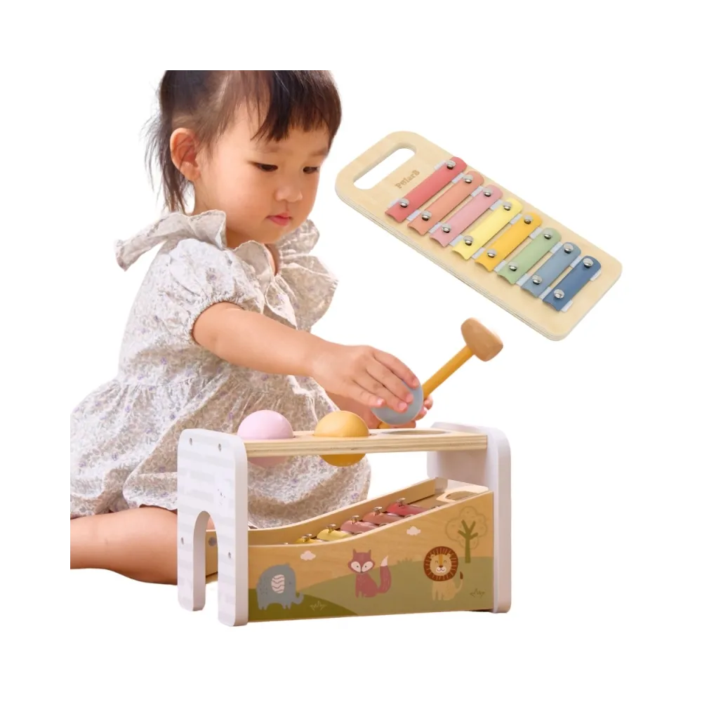 VIGA Drewniany Zestaw Wybijanka + Cymbałki Ksylofon 2w1