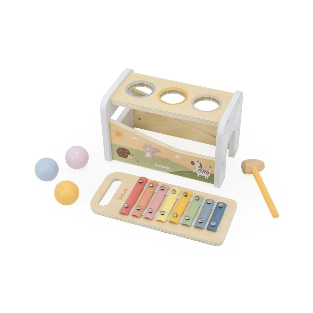 VIGA Drewniany Zestaw Wybijanka + Cymbałki Ksylofon 2w1