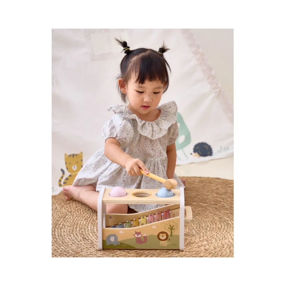 VIGA Drewniany Zestaw Wybijanka + Cymbałki Ksylofon 2w1